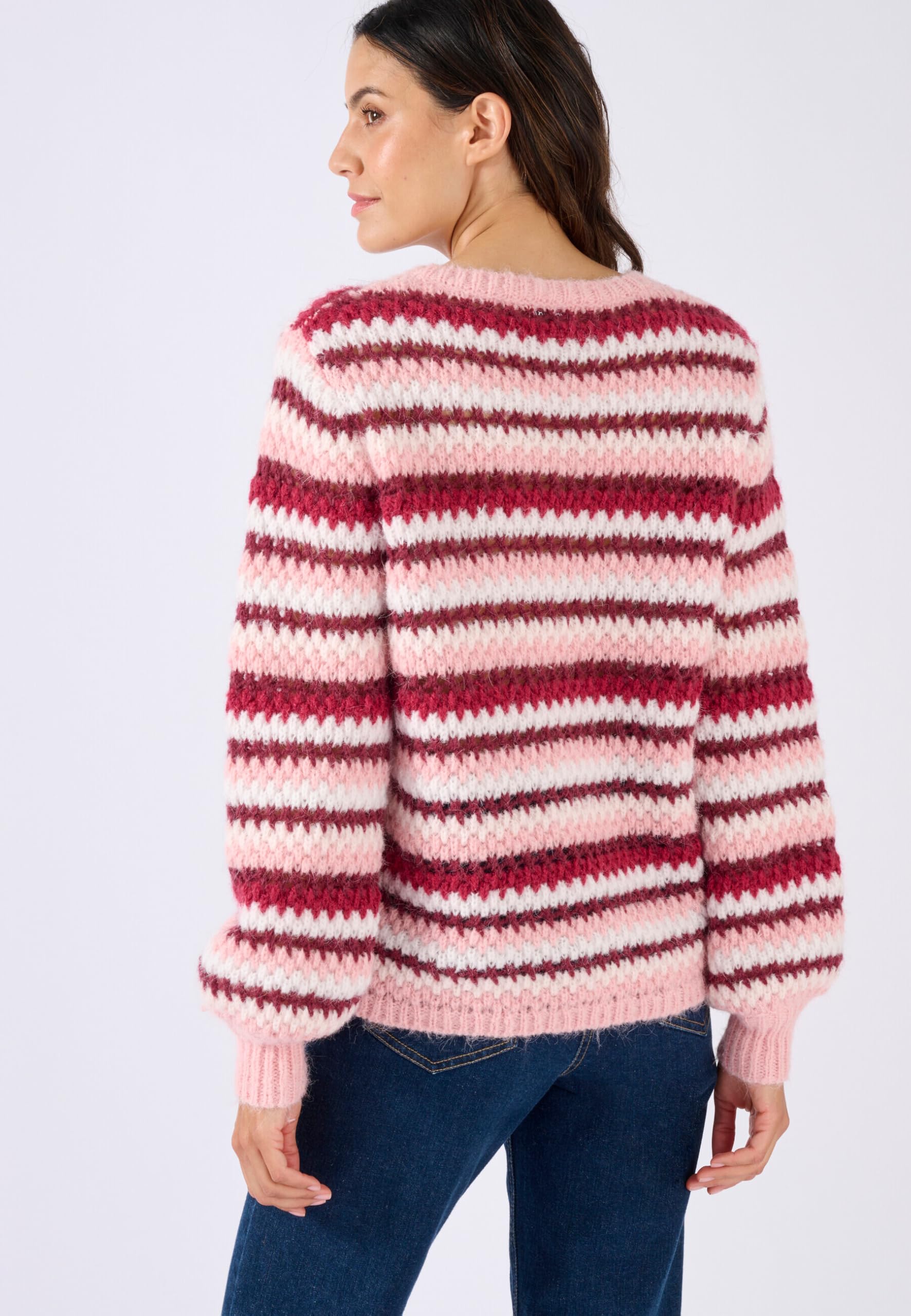 Damart Prêt-à-porter maglione a righe con maniche a palloncino