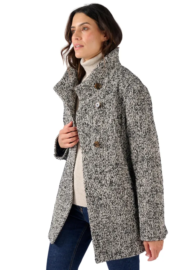 Damart Thermolactyl cappotto misto lana donna nero stampato 52