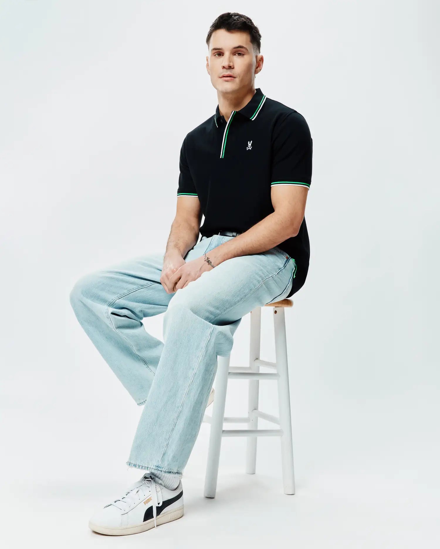 Psycho Bunny Faye Pique Polo polo uomo nera