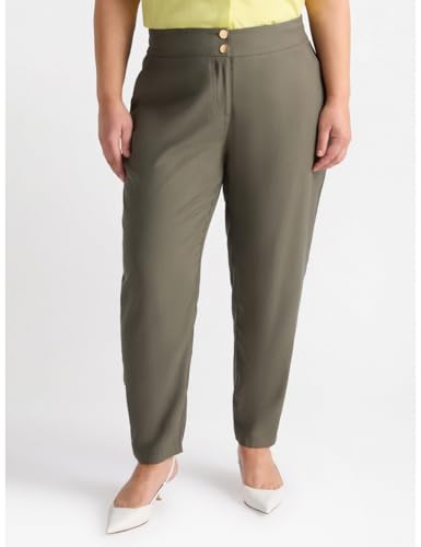 Fiorella Rubino Pantaloni Carrot Fit, taglie 46-48 Plus, tasche all’americana