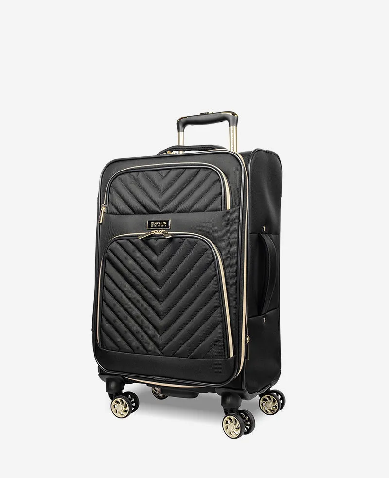 Kenneth Cole Reaction Luggage Chelsea Chevron Quilted Expandable Suitcase valigia nera