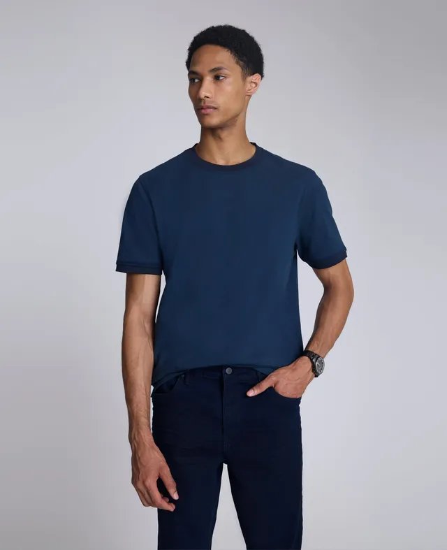 Kenneth Cole Reaction Clothing Ribbed Crewneck Tee T-shirt blu uomo UPF 50