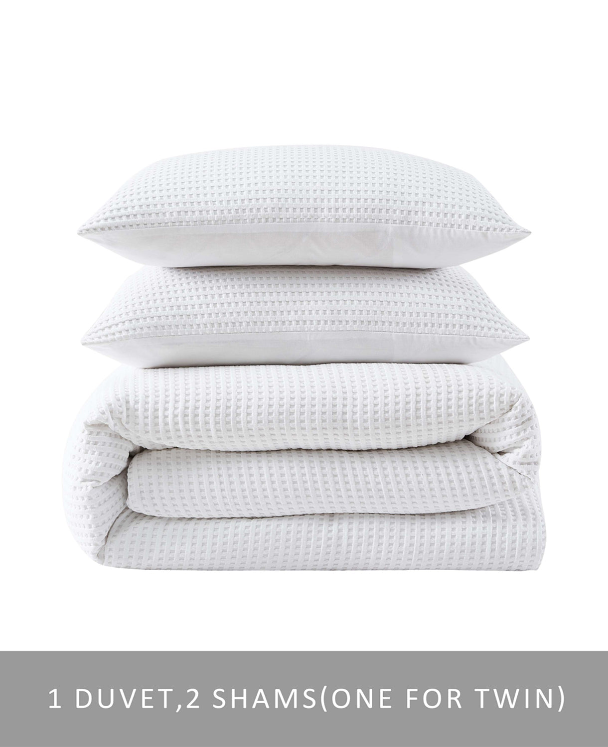 Kenneth Cole Reaction Home & Bedding Reversible Solid White Waffle Duvet Cover Set copripiumino bianco F/Q King morbido