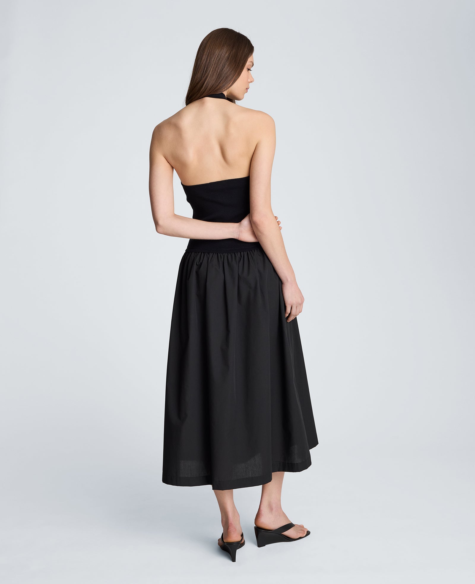 Kenneth Cole Reaction Woven Skirt Tank Dress abito nero XS lungo alla caviglia