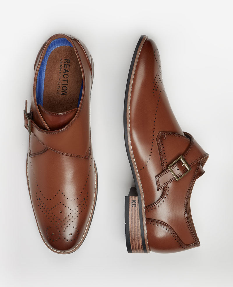 Kenneth Cole Reaction Shoes REACTION Cheer Brogue Single Monk Strap scarpe monk strap tan