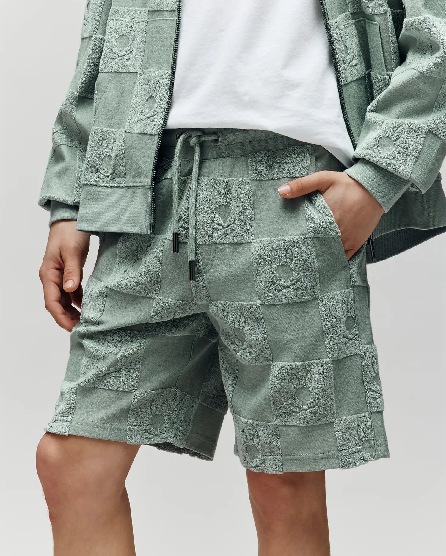 Psycho Bunny Kids Bottoms Kids Kelvin Towel Terry Sweatshort 3 1/2"- 7 1/4" KB0900002 shorts 335 Iceberg Green in spugna