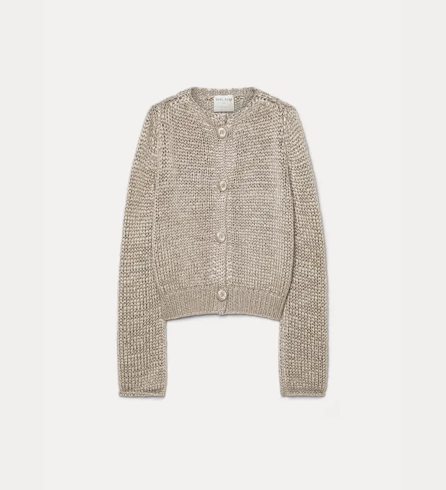 Forte maglieria cardigan cashmere seta e mohair mandorla