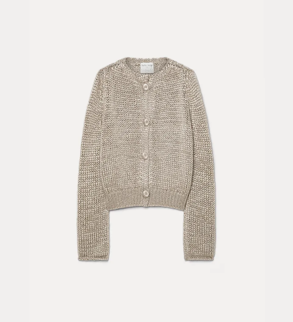 Forte maglieria cardigan cashmere seta e mohair mandorla