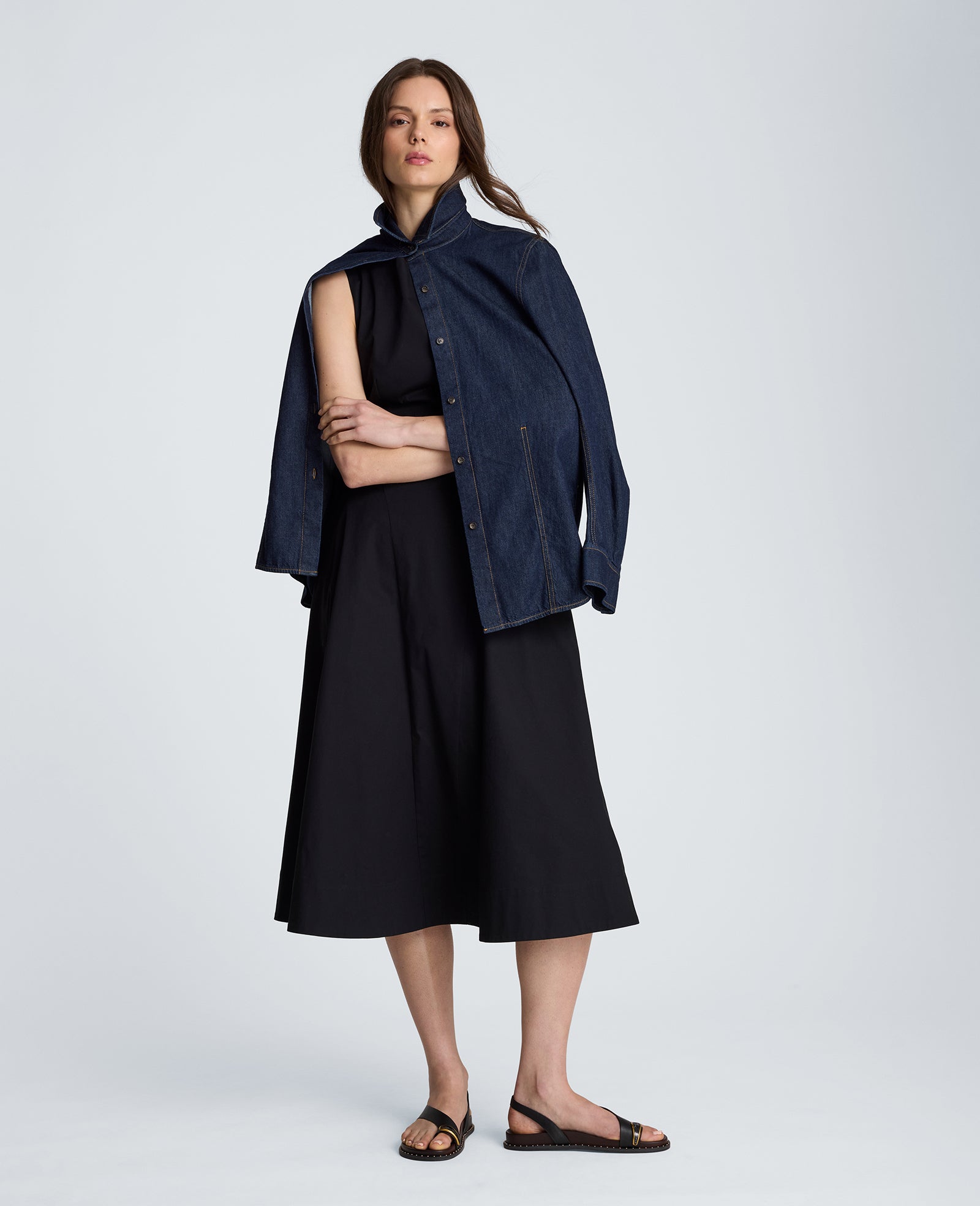Kenneth Cole Reaction Clothing Sleeveless Boat Neck Midi Dress abito midi nero scollo a barca