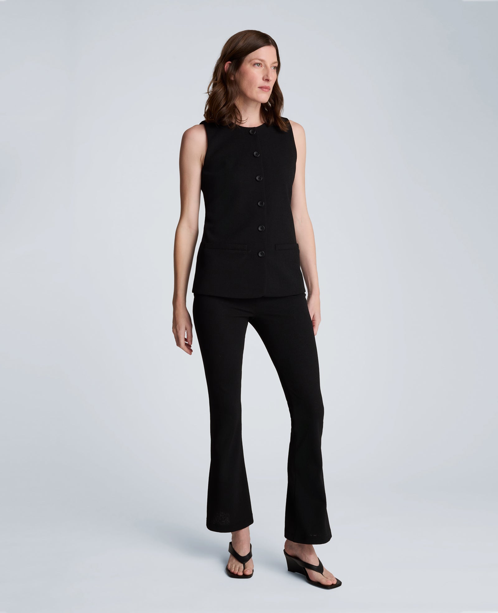Kenneth Cole Reaction Clothing Textured Knit Pull On Flare Pant with Inner Short pantaloni neri