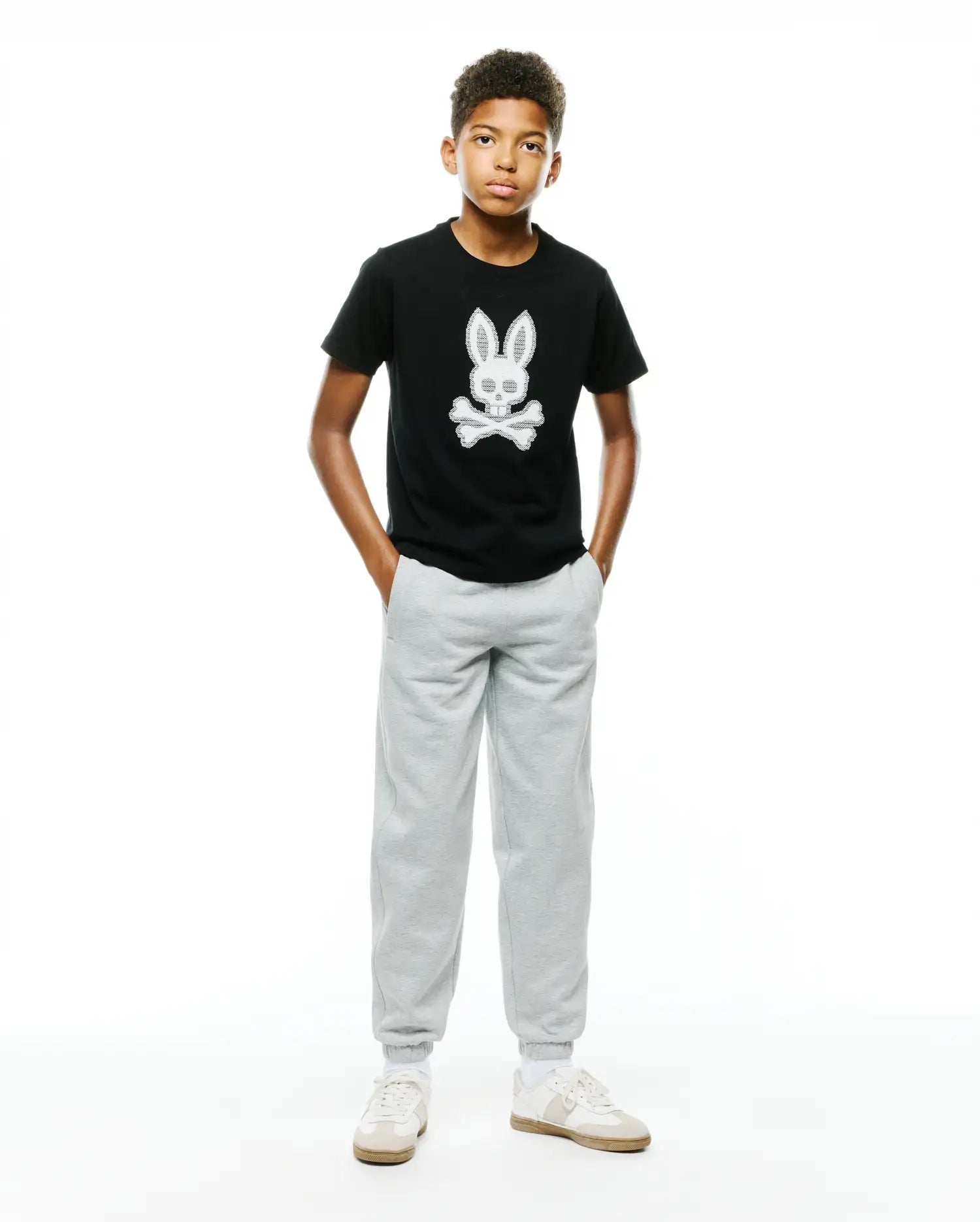 Psycho Bunny Kids Tees Samson Pima Graphic Tee maglietta nera 001, cotone Pima