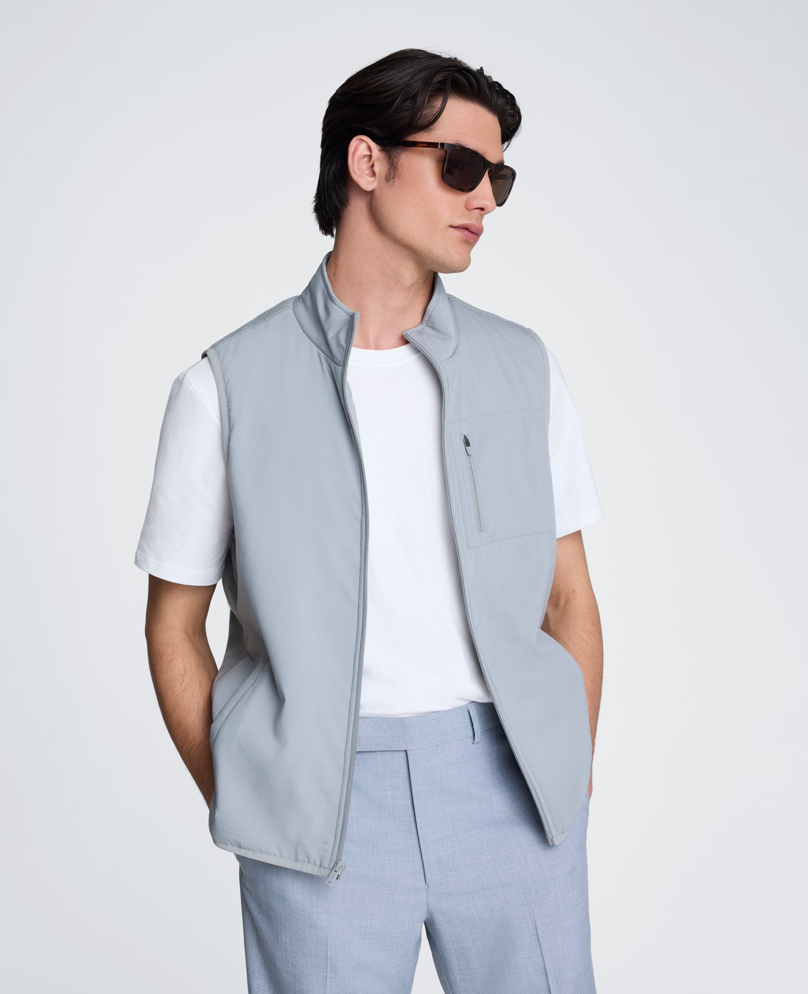 Kenneth Cole Reaction Clothing Mixed Media Vest gilet uomo grigio imbottito