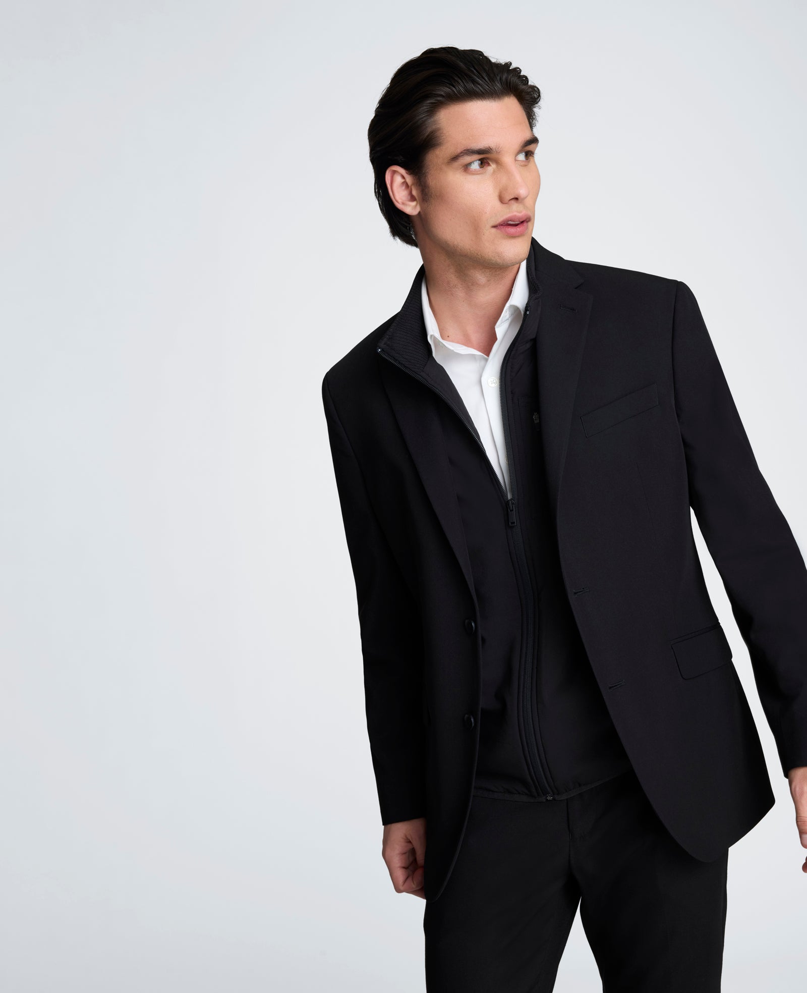Kenneth Cole Reaction Clothing Slim-Fit Stretch Suit Separate Jacket giacca nera 34S elasticizzata