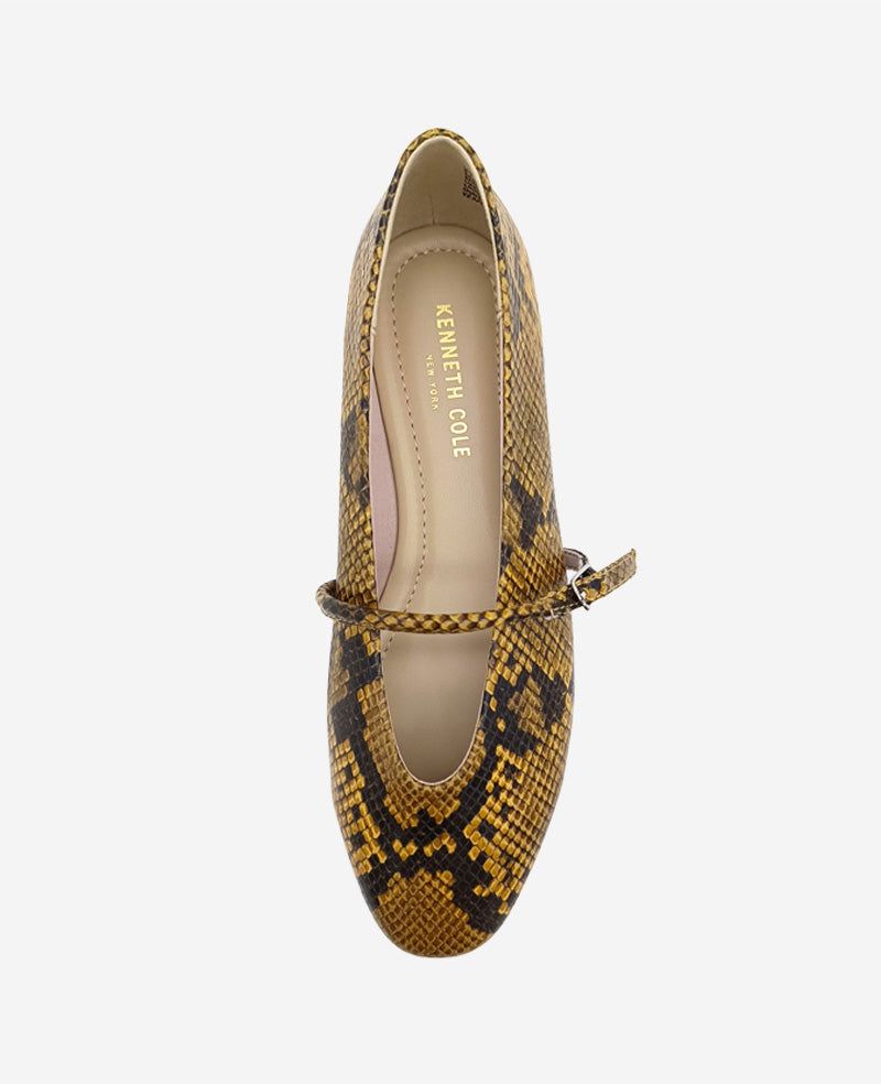 Kenneth Cole Reaction Shoes Magnolia Snakeskin Leather Ballet Flat ballerine Brown Snake, pelle