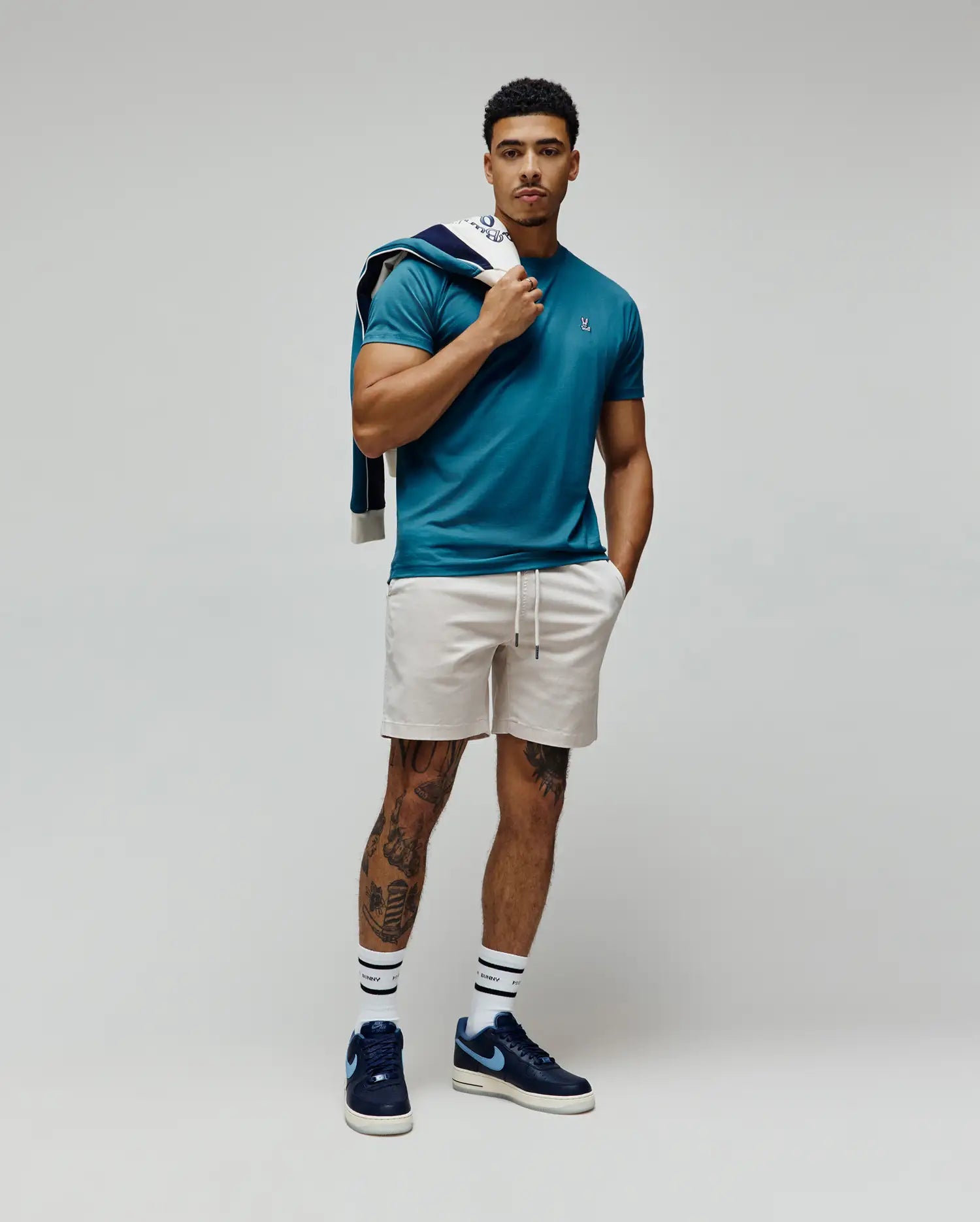 Psycho Bunny Men's Tees Classic Crew Neck Tee B6U014F200 maglietta blu cotone Pima