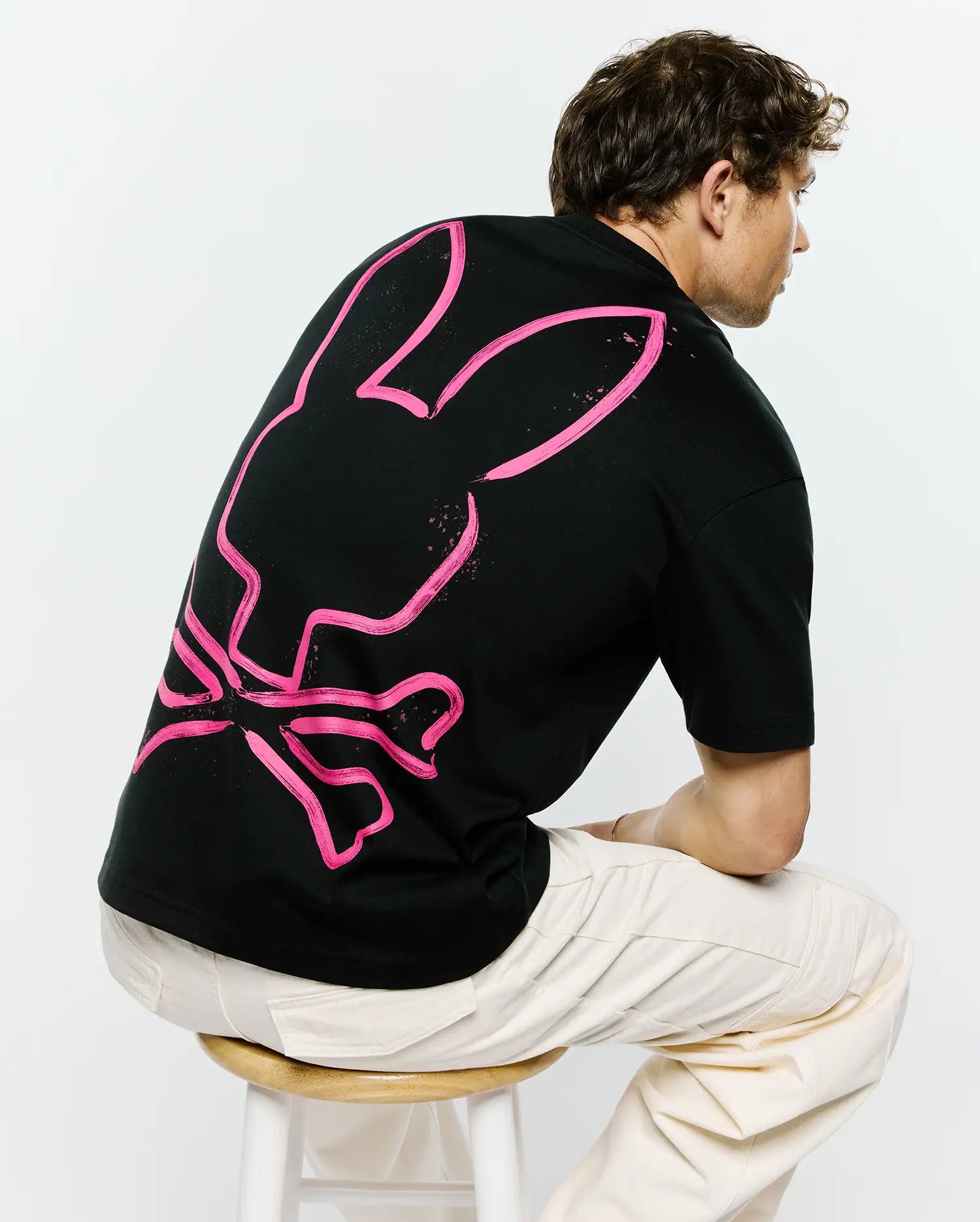 Psycho Bunny Men's Tees MENS DUNCAN OVERSIZED TEE - MT0200312 t-shirt nera oversize
