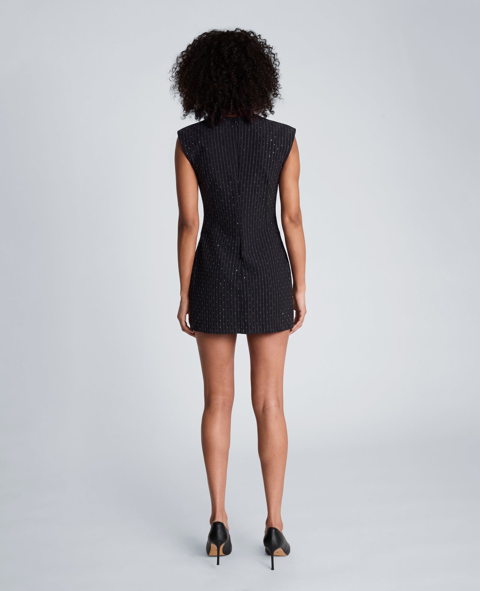 Kenneth Cole Reaction Clothing V-Neck Pencil Mini Dress abito nero con lurex