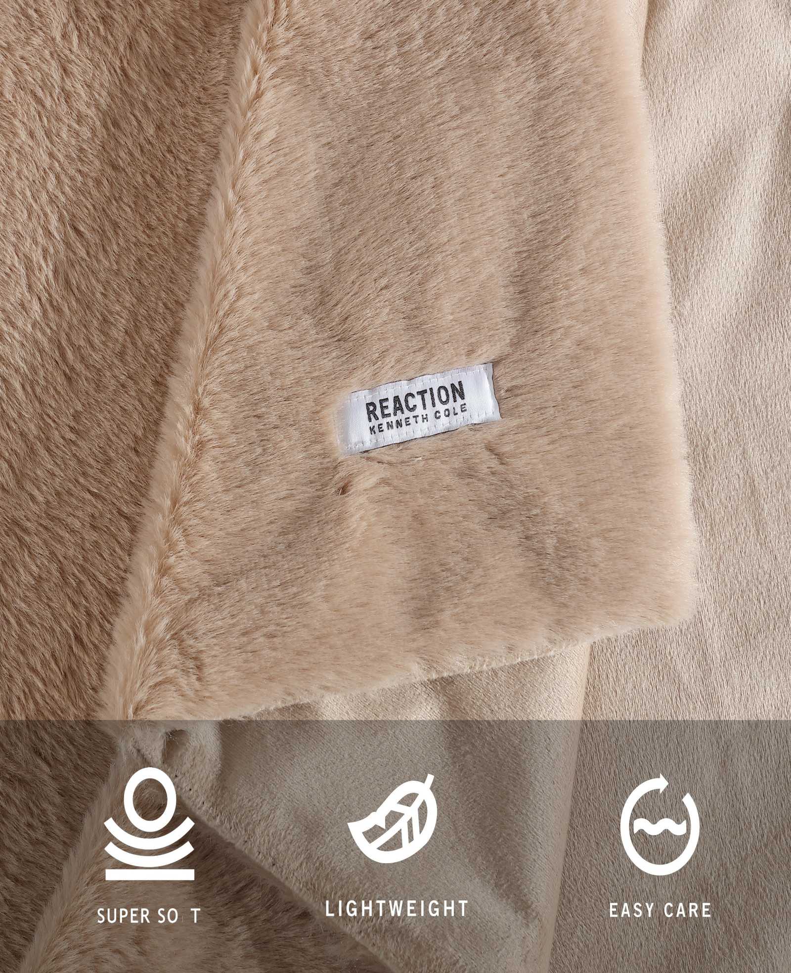 Kenneth Cole Reaction Home & Bedding Faux Fur Solid Throw coperta beige 50 x 70 pollici in pelliccia sintetica