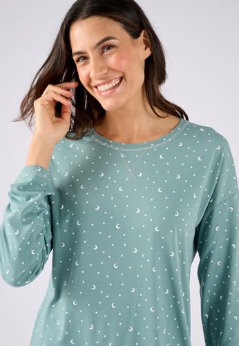 Damart Homewear pigiama Thermolactyl in maglia jersey donna verde stampato XS