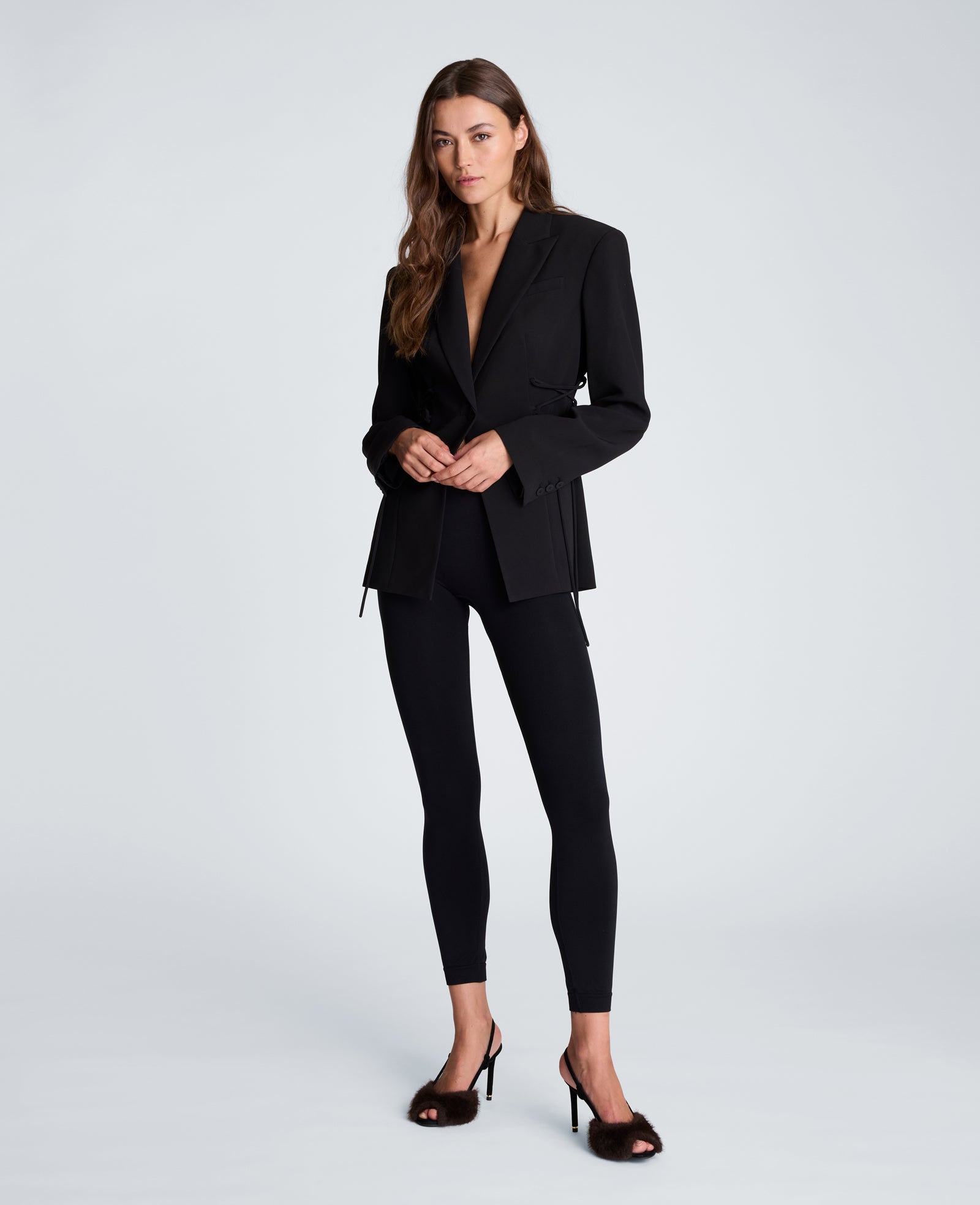 Kenneth Cole Reaction Clothing Slim One Button Jacket with Side Lacing giacca nera