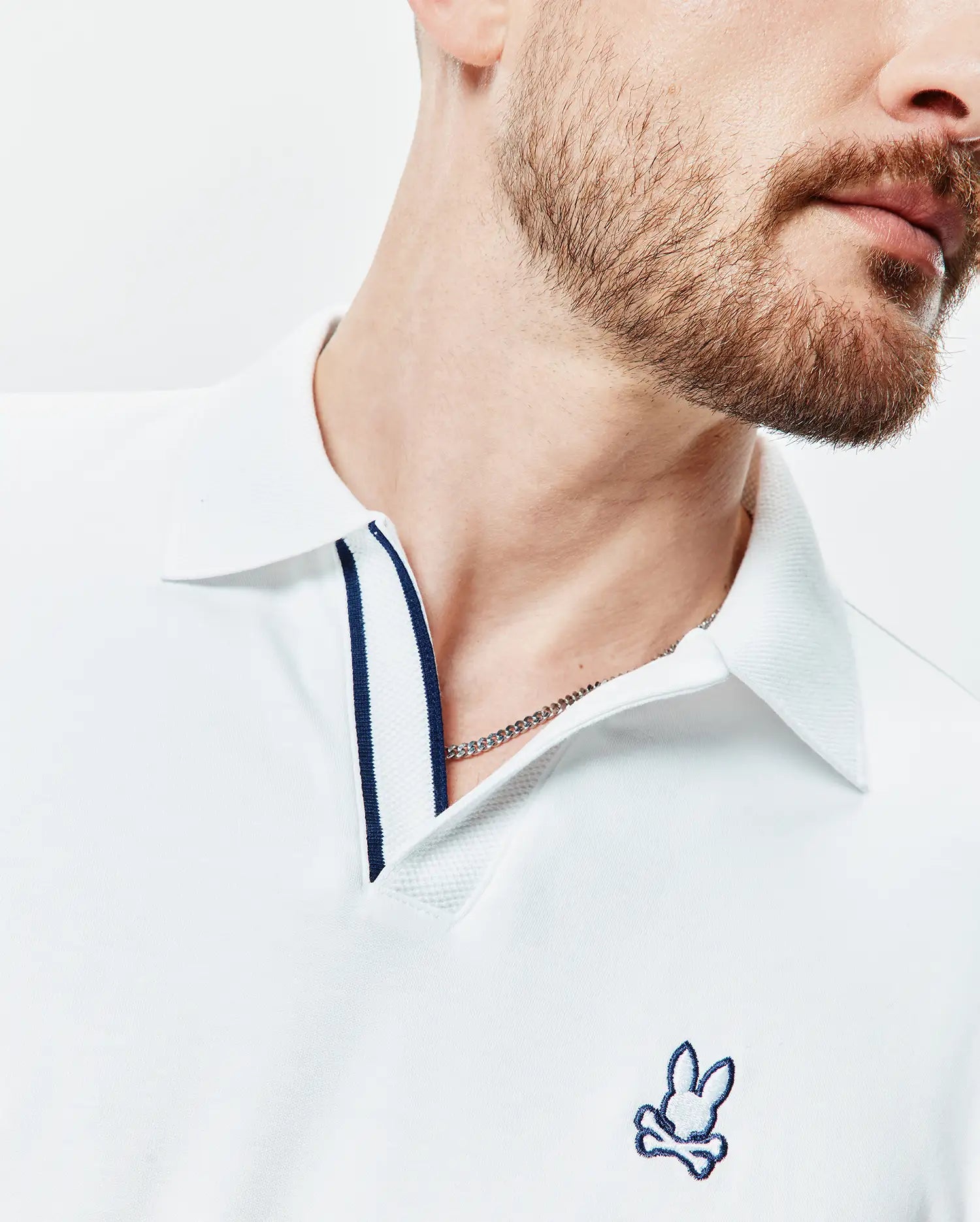 Psycho Bunny Men's Polos MENS NASSER POLO - MT0100301 polo bianca in cotone Pima
