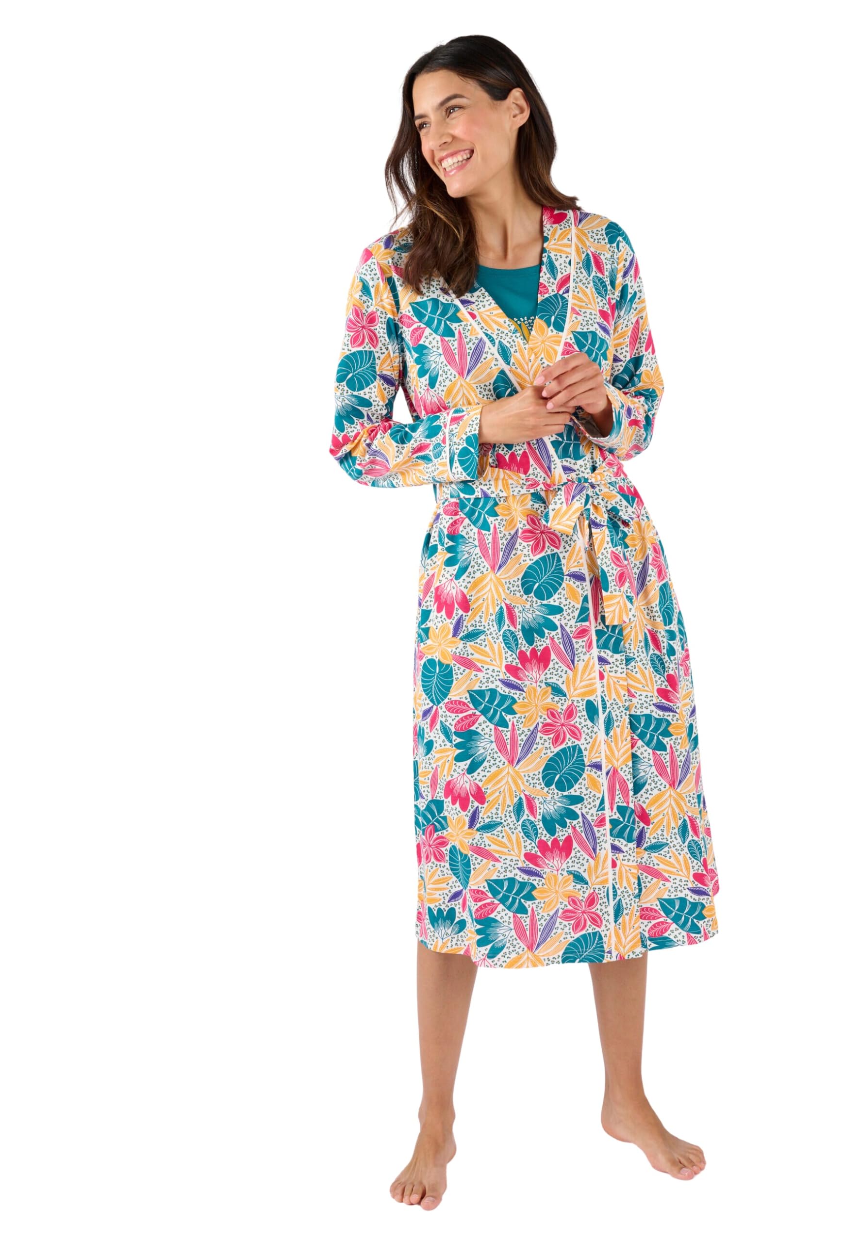 Damart Homewear Vestaglia in jersey di cotone stampa tropicale