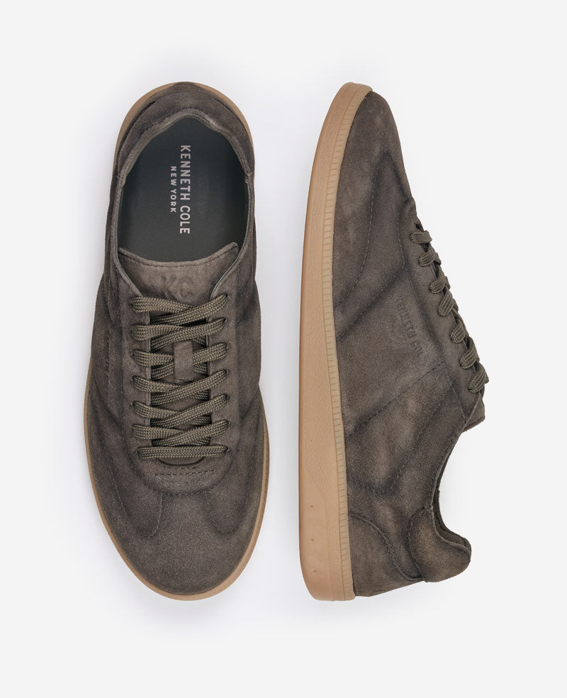 Kenneth Cole Reaction Mercer Lace-up sneaker verde in camoscio con soletta removibile