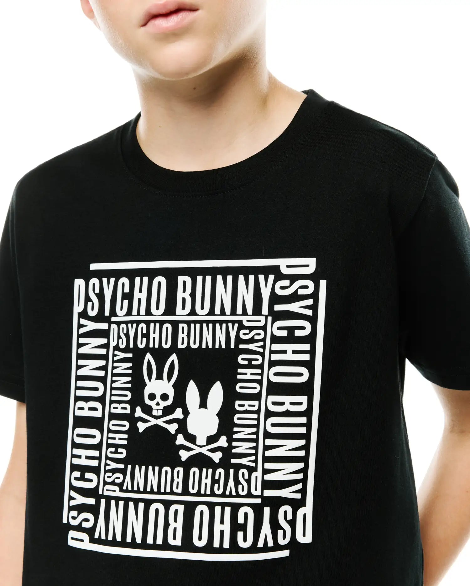 Psycho Bunny Kids Tees Raj Pima T-shirt nera in cotone