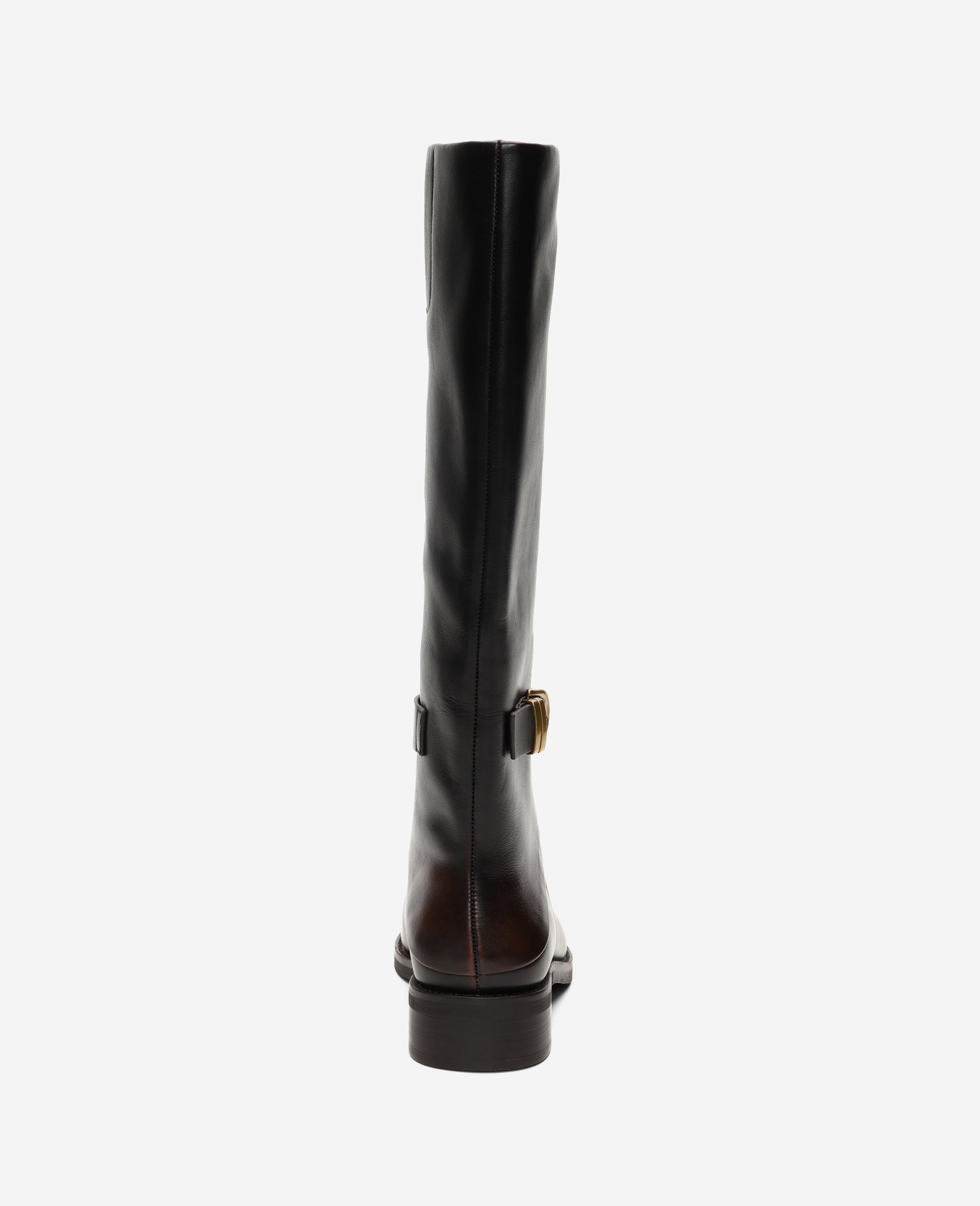 Kenneth Cole Reaction Shoes Joey Distressed Leather Belted Riding Boot stivale da equitazione marrone scuro taglie 5-11 in pelle