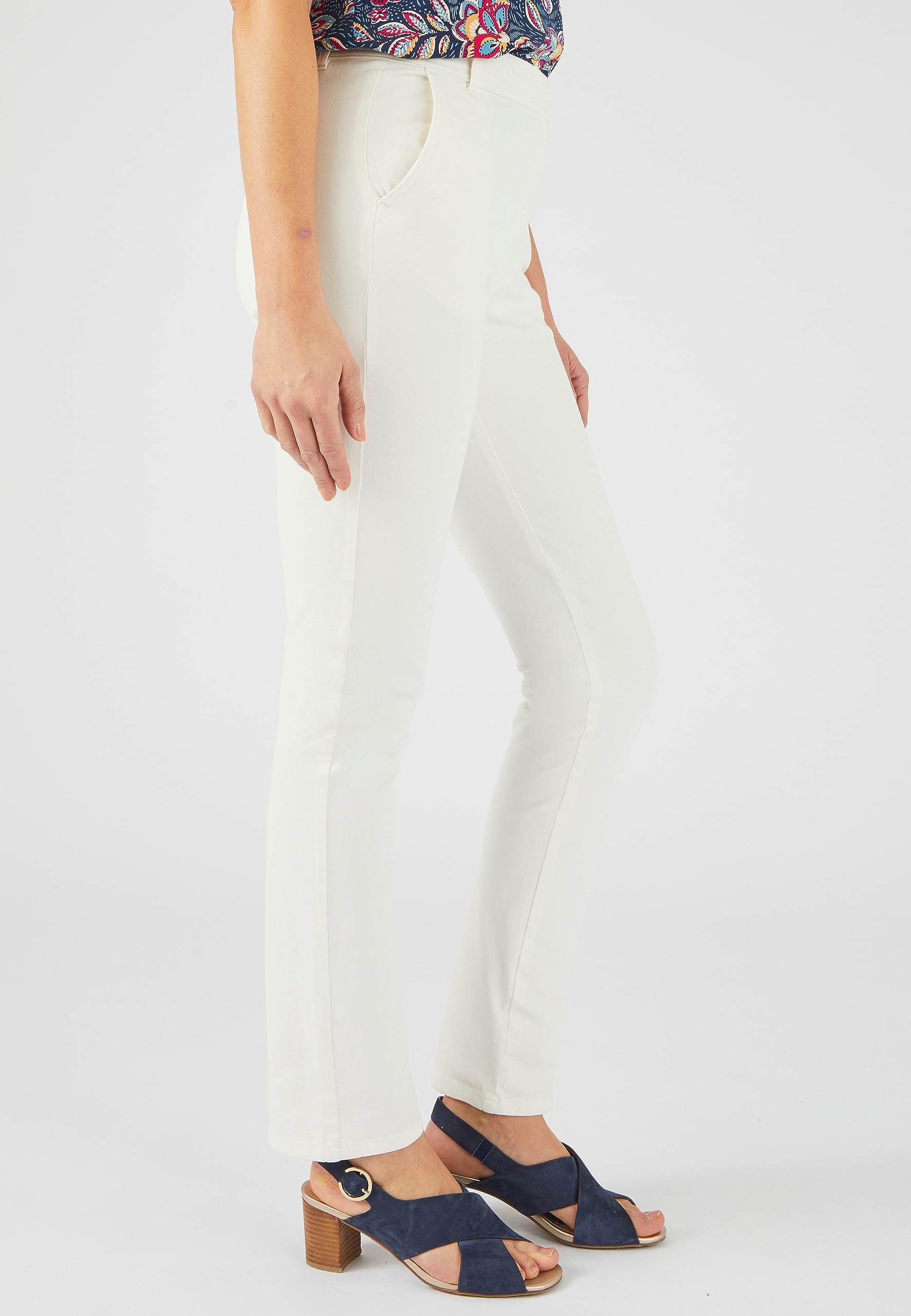 Damart Prêt-à-porter Pantaloni Bi-Stretch Effetto Pancia Piatto pantaloni bianchi taglia 40