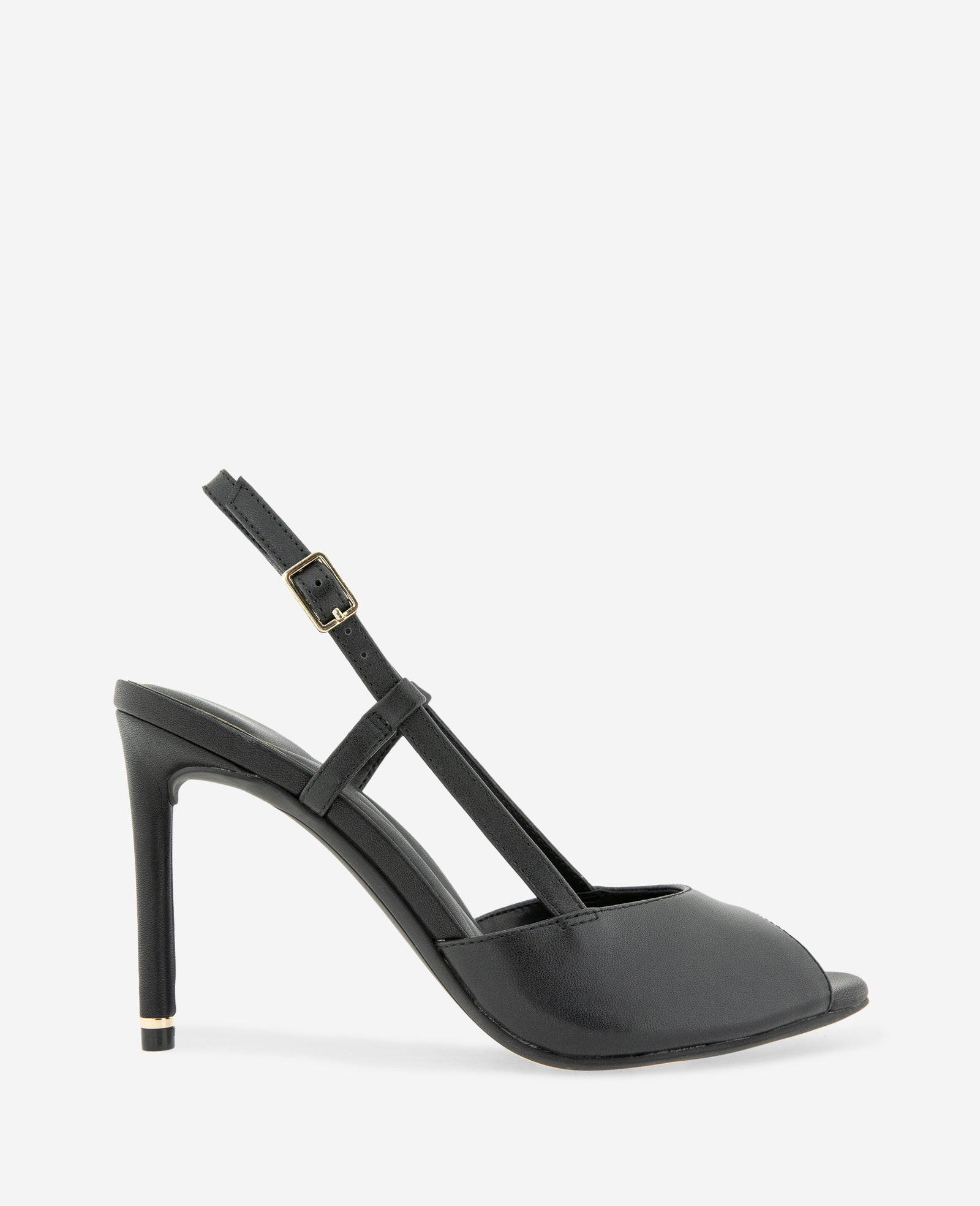 Kenneth Cole Reaction Londyn Leather peep toe tacco pelle nera
