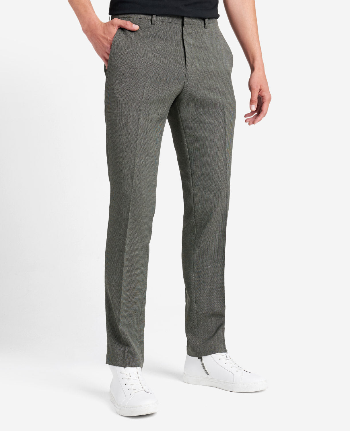 Kenneth Cole Reaction Slim-Fit Tic Weave Dress Pant pantaloni grigi
