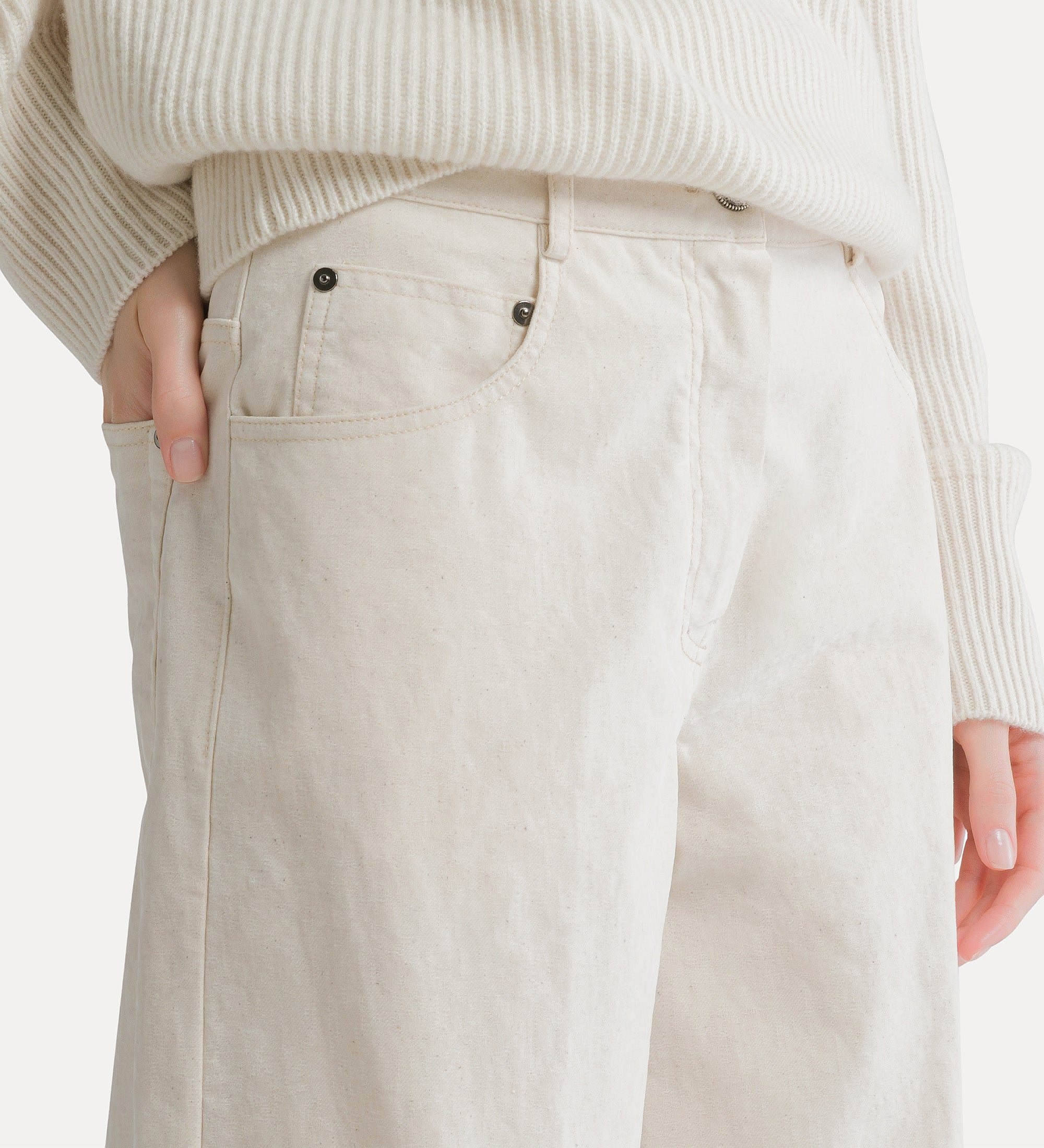 Forte pantaloni 15337 jeans wide leg bianchi effetto velluto
