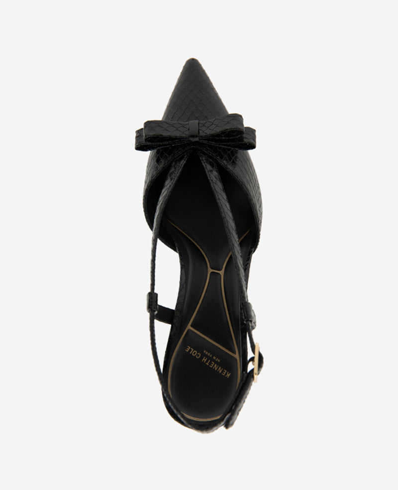 Kenneth Cole Reaction Umayra Snake Slingback Kitten Heel scarpe nere stampa serpente