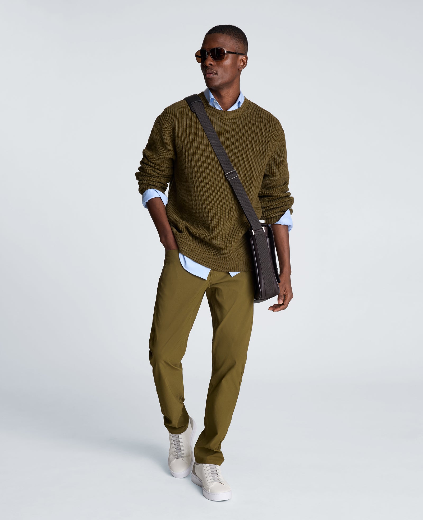 Kenneth Cole Reaction Clothing Chunky Oversized Sweater maglione verde oliva S/M-L
