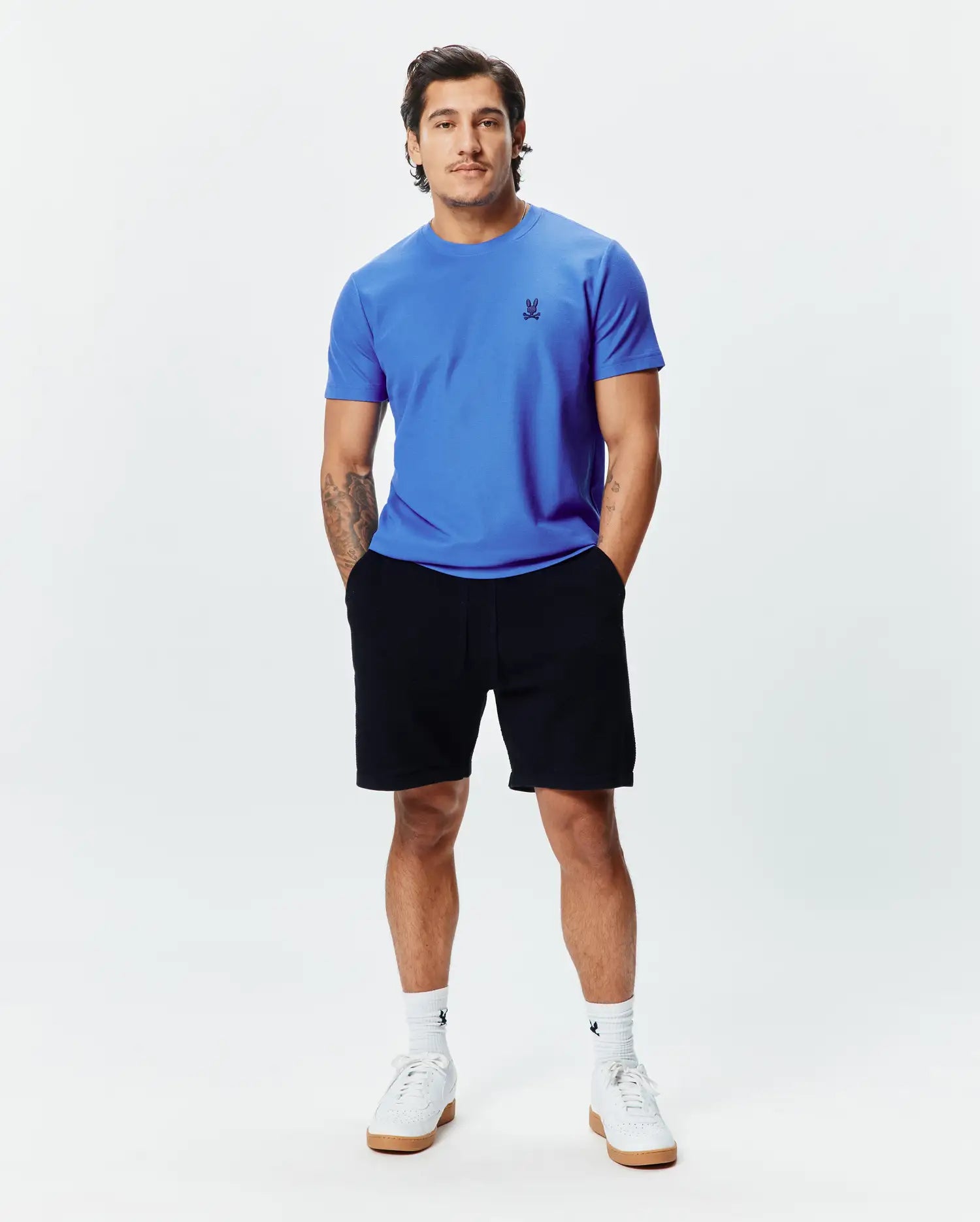 Psycho Bunny Men's Tees Taylor Pique Tee t-shirt blu Amparo cotone Pima