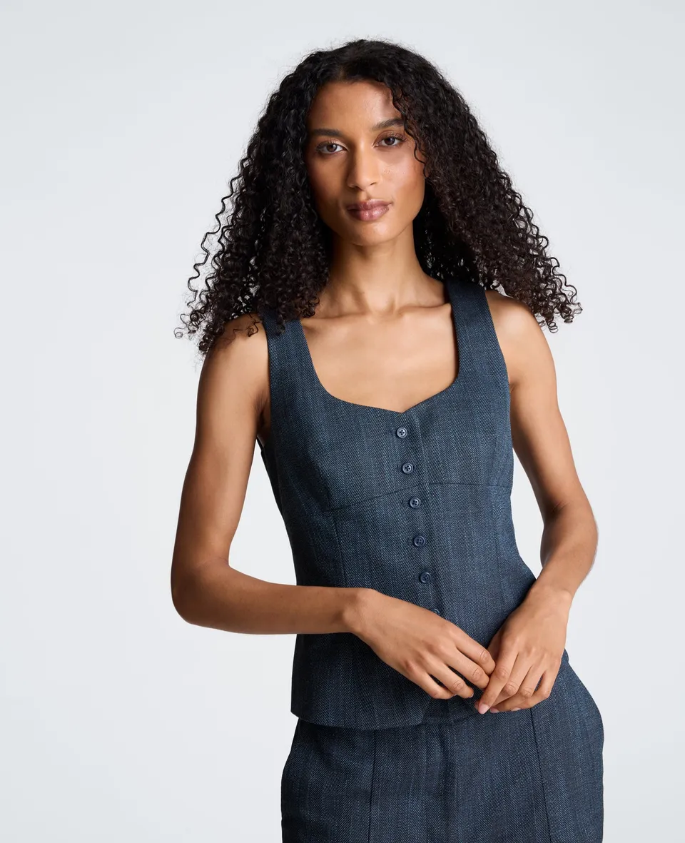 Kenneth Cole Reaction Button Front Bustier gilet nero e seastone