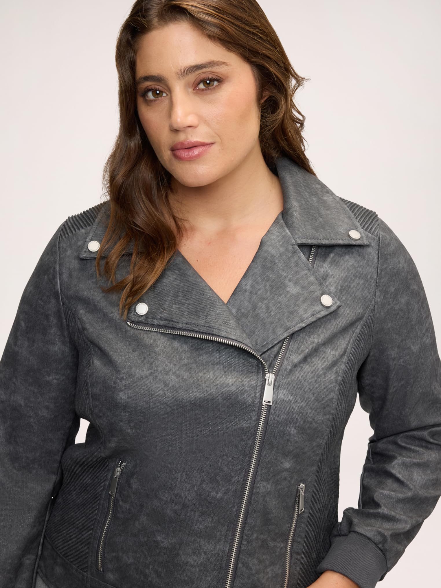 Fiorella Rubino Giacche biker Giacca biker con polsini in maglia elasticizzata giacca 54 Plus