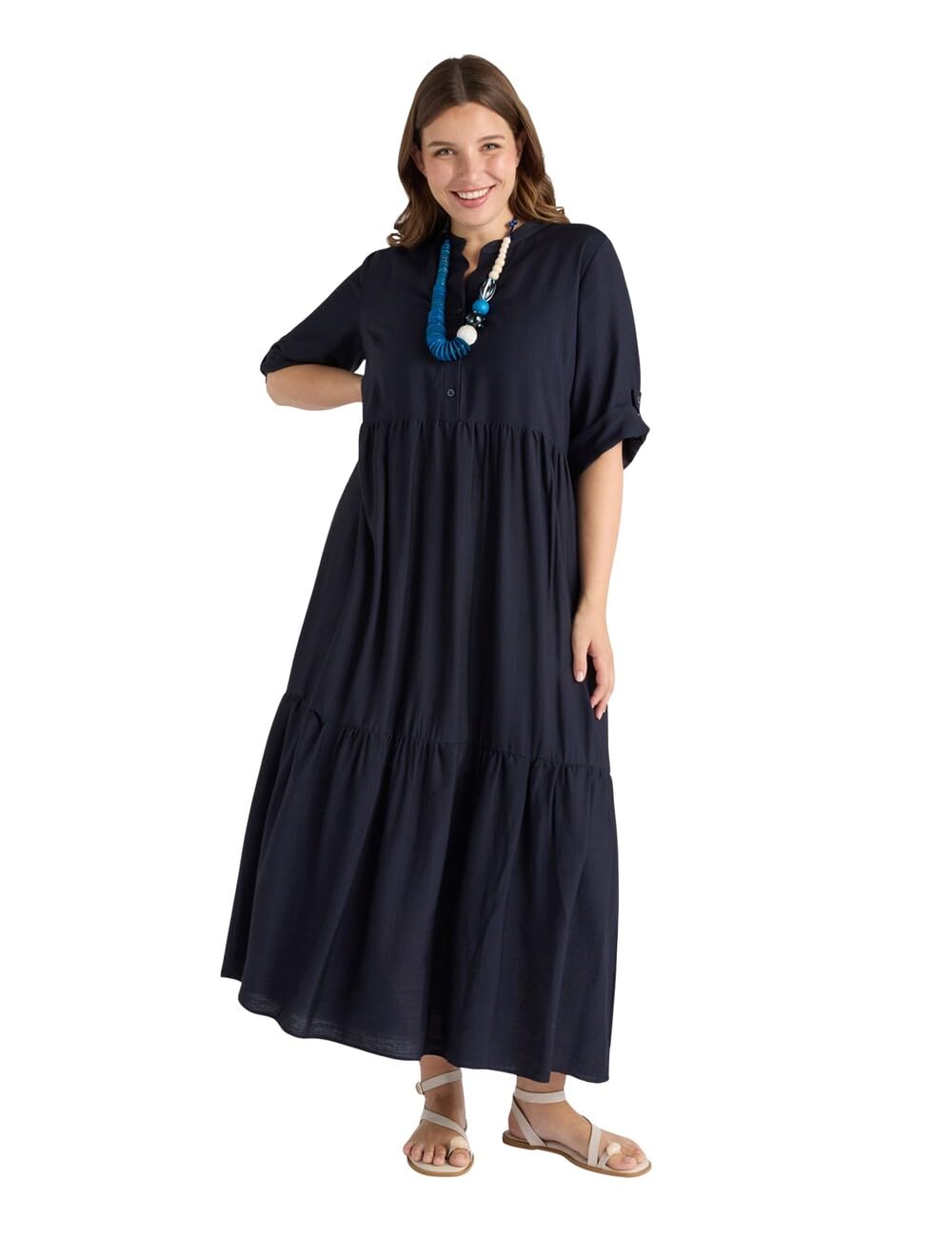 Fiorella Rubino Vestiti Vestito Lungo a Balze vestito blu taglia 46 Plus