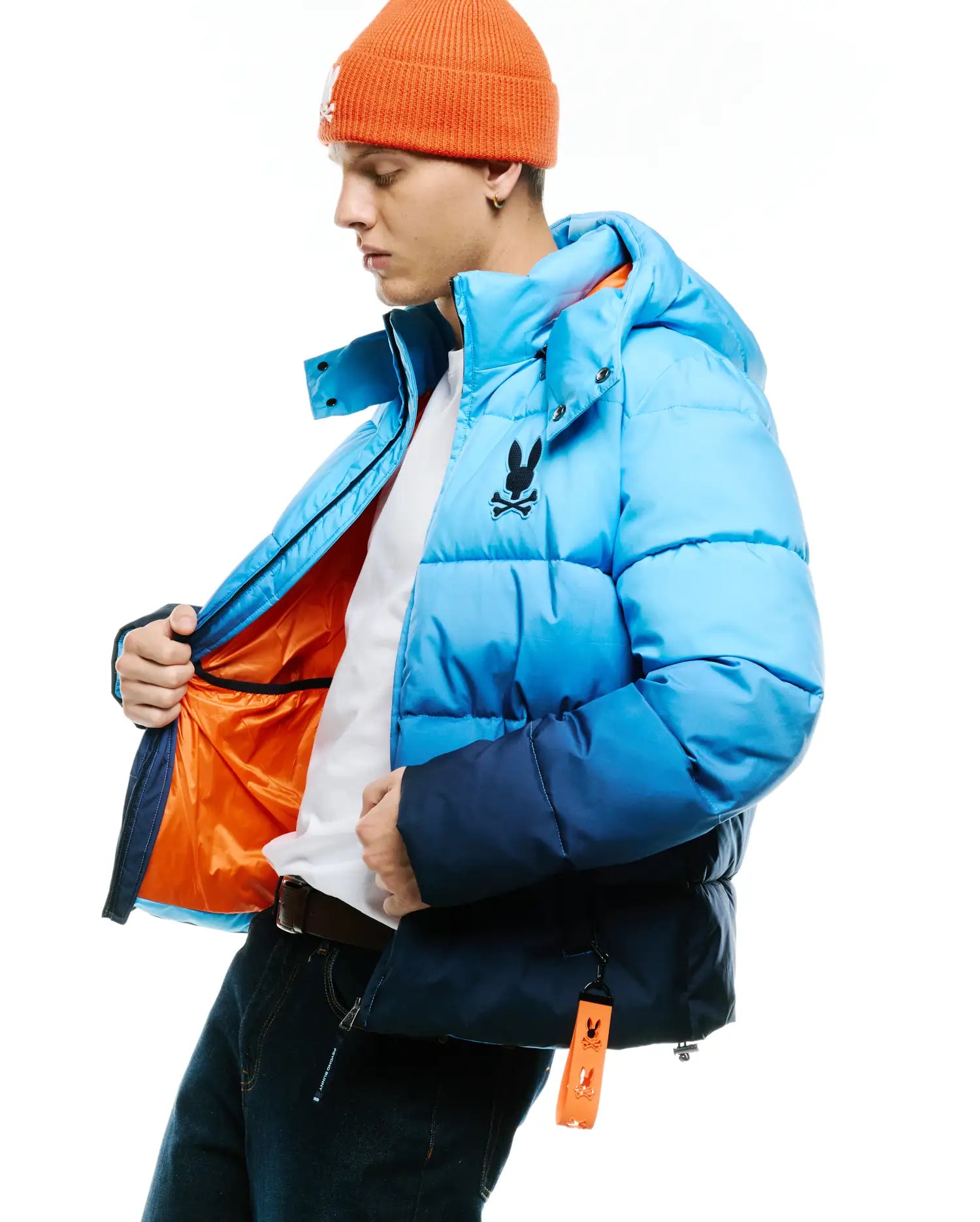 Psycho Bunny Jackets MEN'S SOLAN PUFFER JACKET MO1100091 giacca blu sfumata