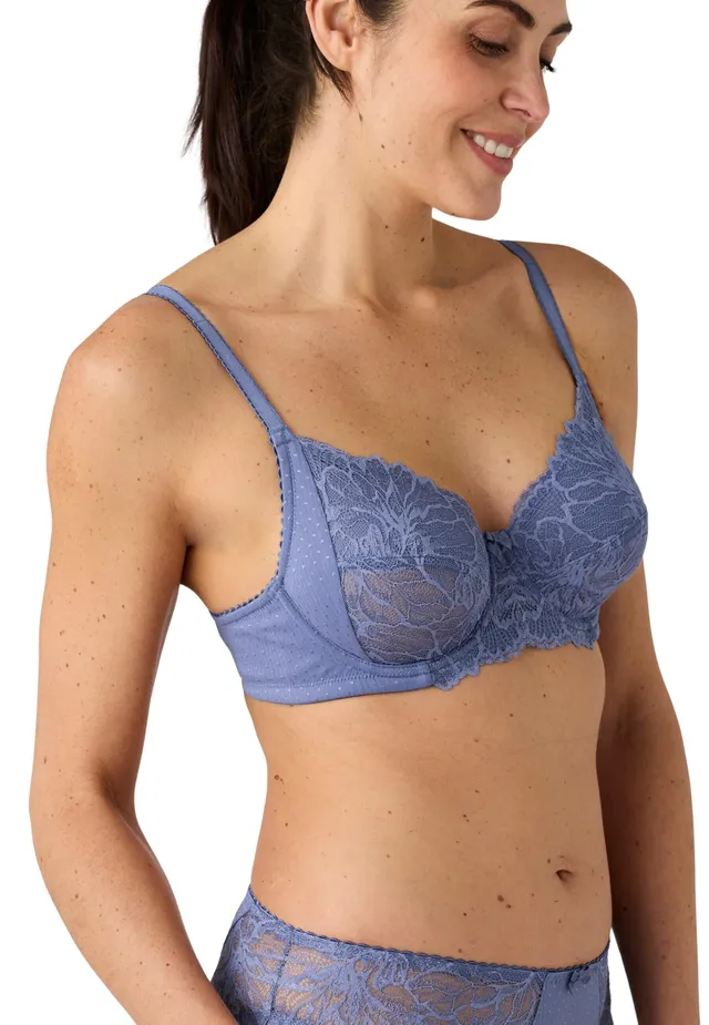 Damart Biancheria intima Nina reggiseno con ferretto Blu Grigio 7D pizzo