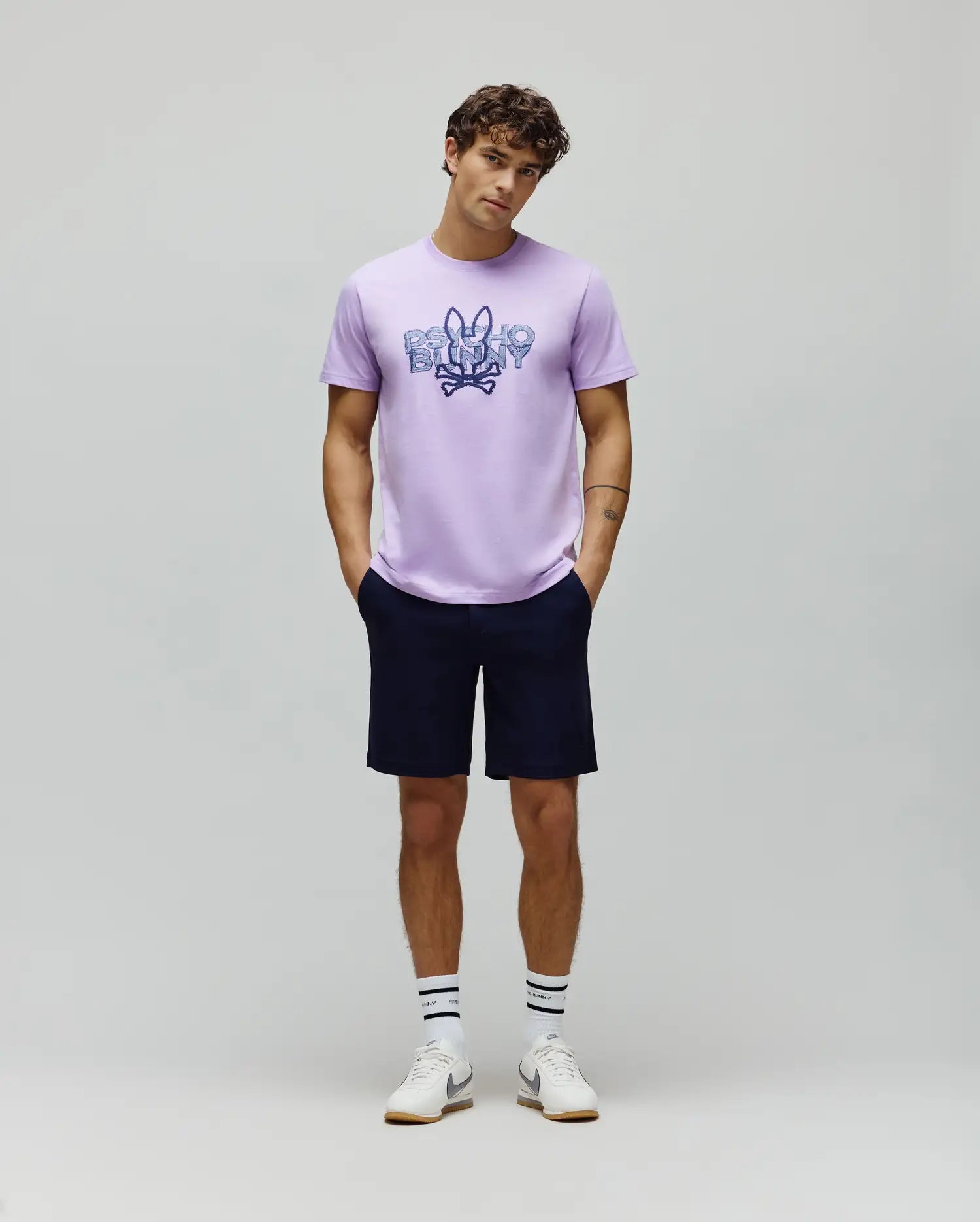 Psycho Bunny Shiro Twill Short 8 1/2" MB0700033 bermuda Baritone Blue 423 elasticizzata