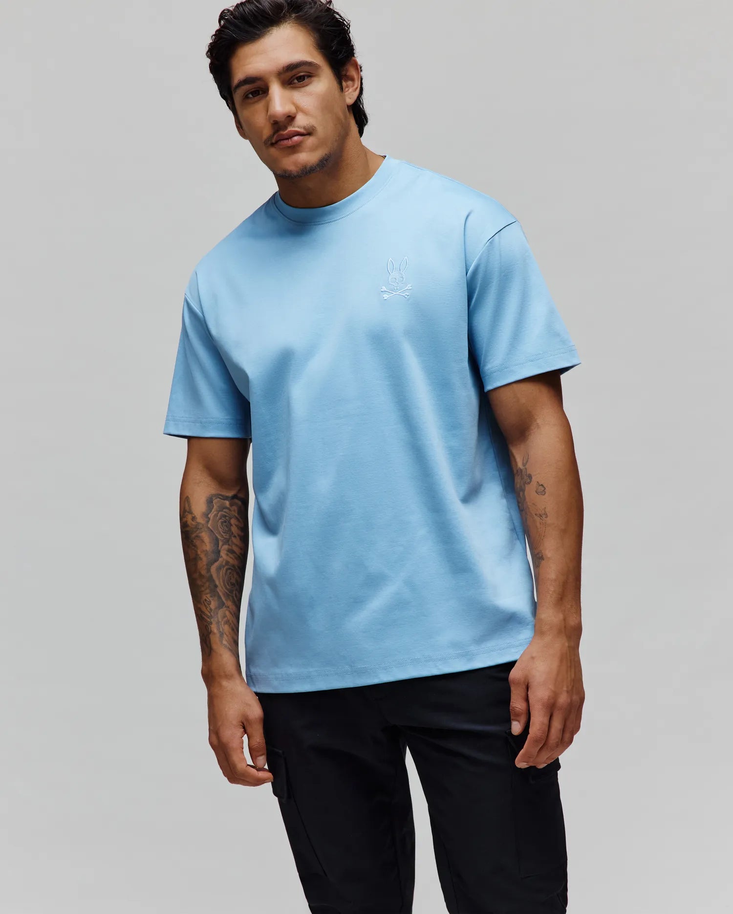 Psycho Bunny Men's Tees Oscar Oversized Tee t-shirt blu