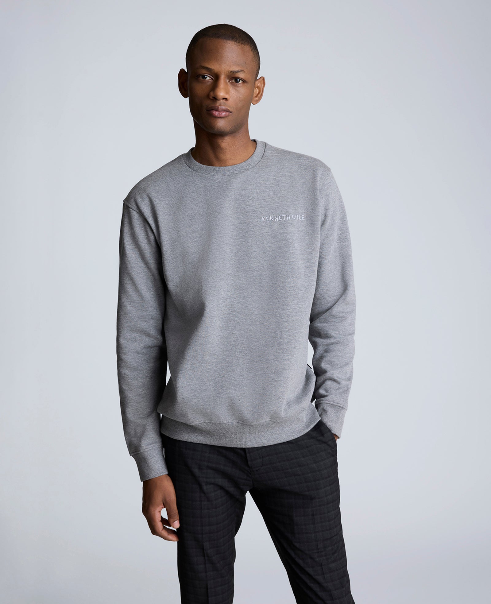 Kenneth Cole Reaction Clothing Kenneth Cole Embroidered Logo Sweatshirt felpa grigia