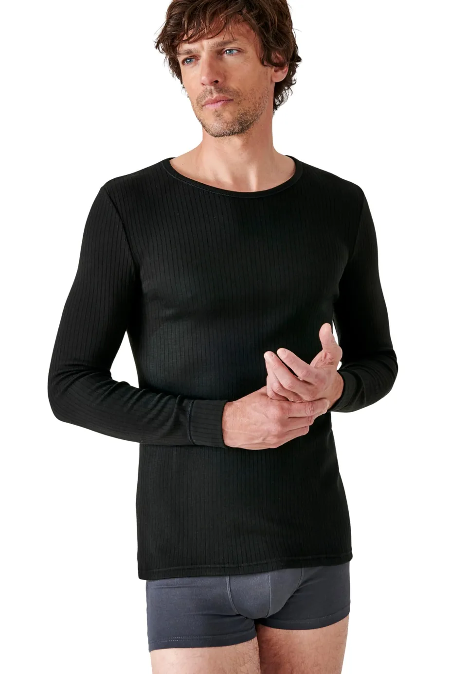 Damart Prêt-à-porter Tee Shirt Manches Longues maglia uomo nera
