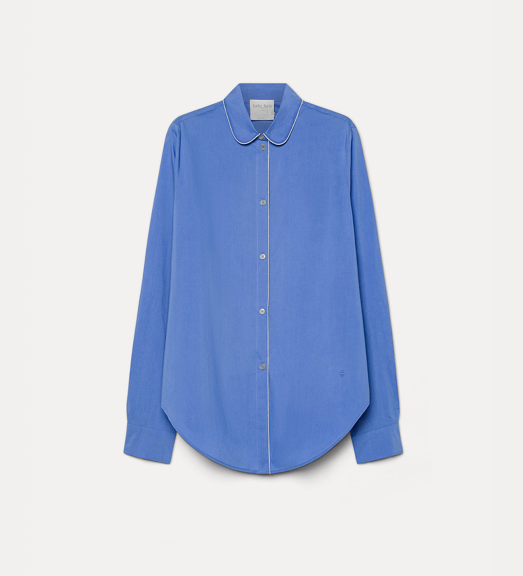Forte camicie camicia in popeline di cotone blu Oxford ricamata