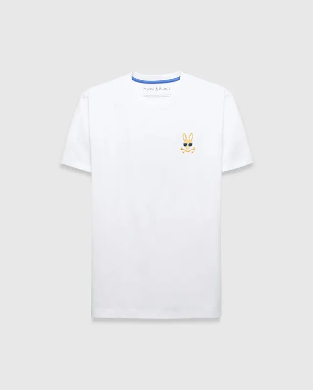 Psycho Bunny Men's Tees Sunny Chest Graphic Tee MT0200278 T-shirt bianca ricamata