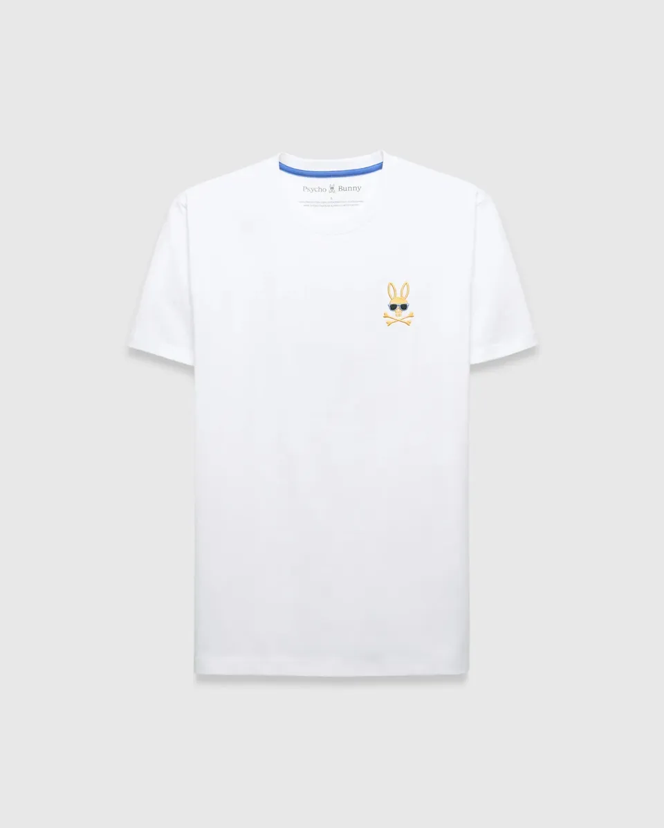 Psycho Bunny Men's Tees Sunny Chest Graphic Tee MT0200278 T-shirt bianca ricamata