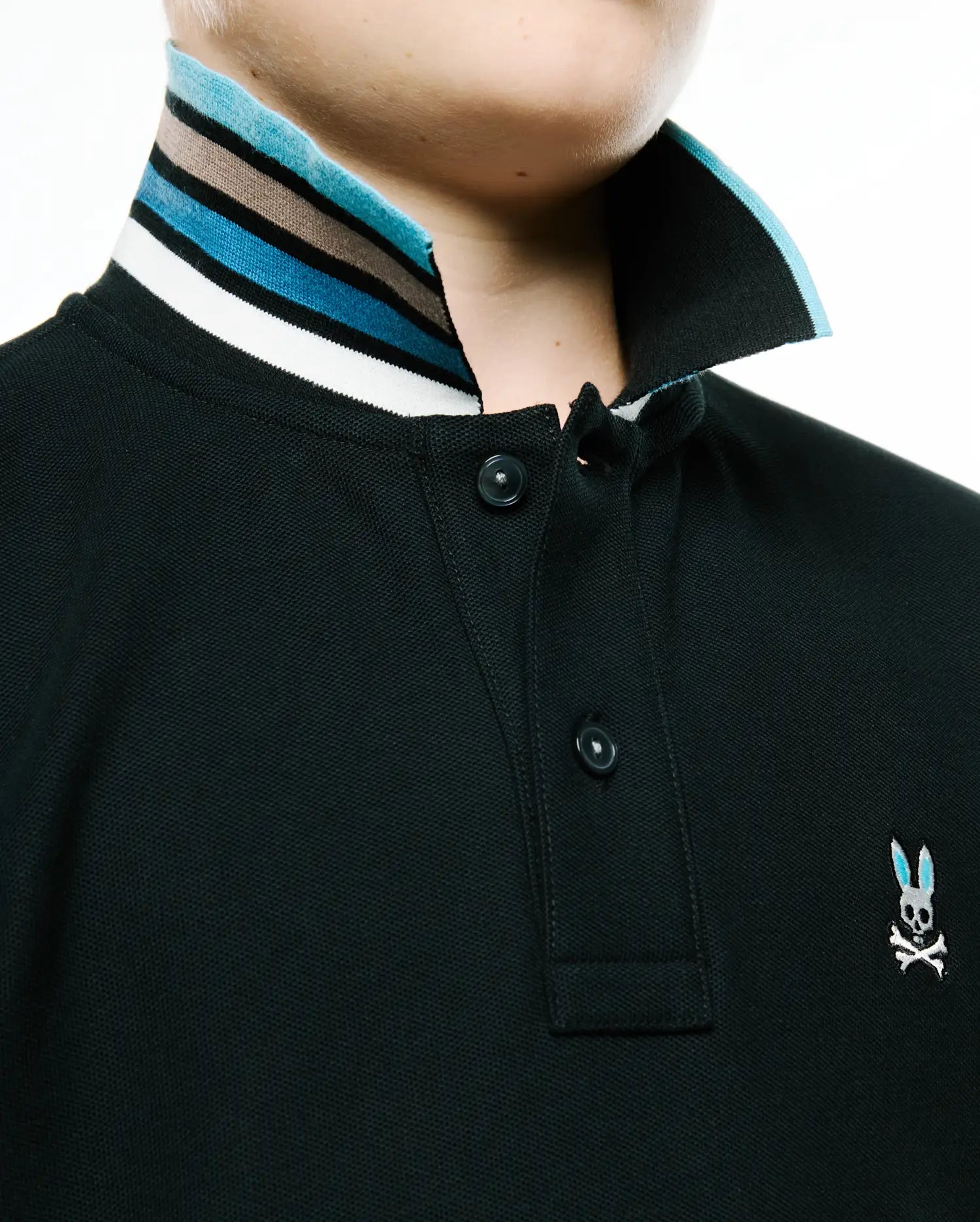 Psycho Bunny Kids Polo Shirts Klaus polo nera in piqué di Pima
