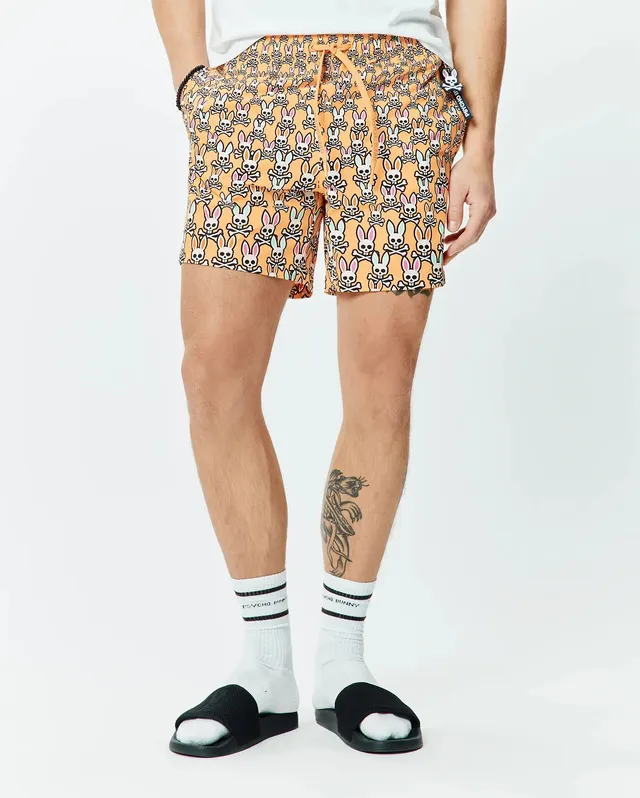 Psycho Bunny Men's Swimwear Byron Swim Trunk 6" costume arancione con rete interna